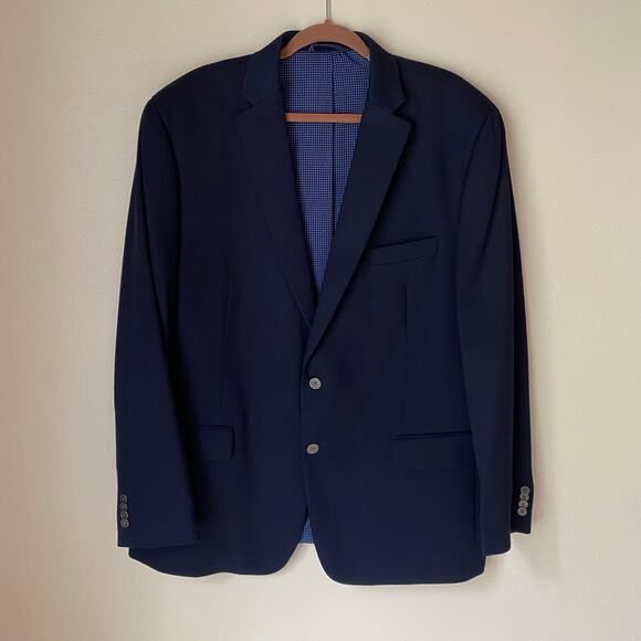 MICHAEL KORS Men's 48L Navy 2 Button Blazer Sports Coat Lined Preppy Career - Picture 2 of 11